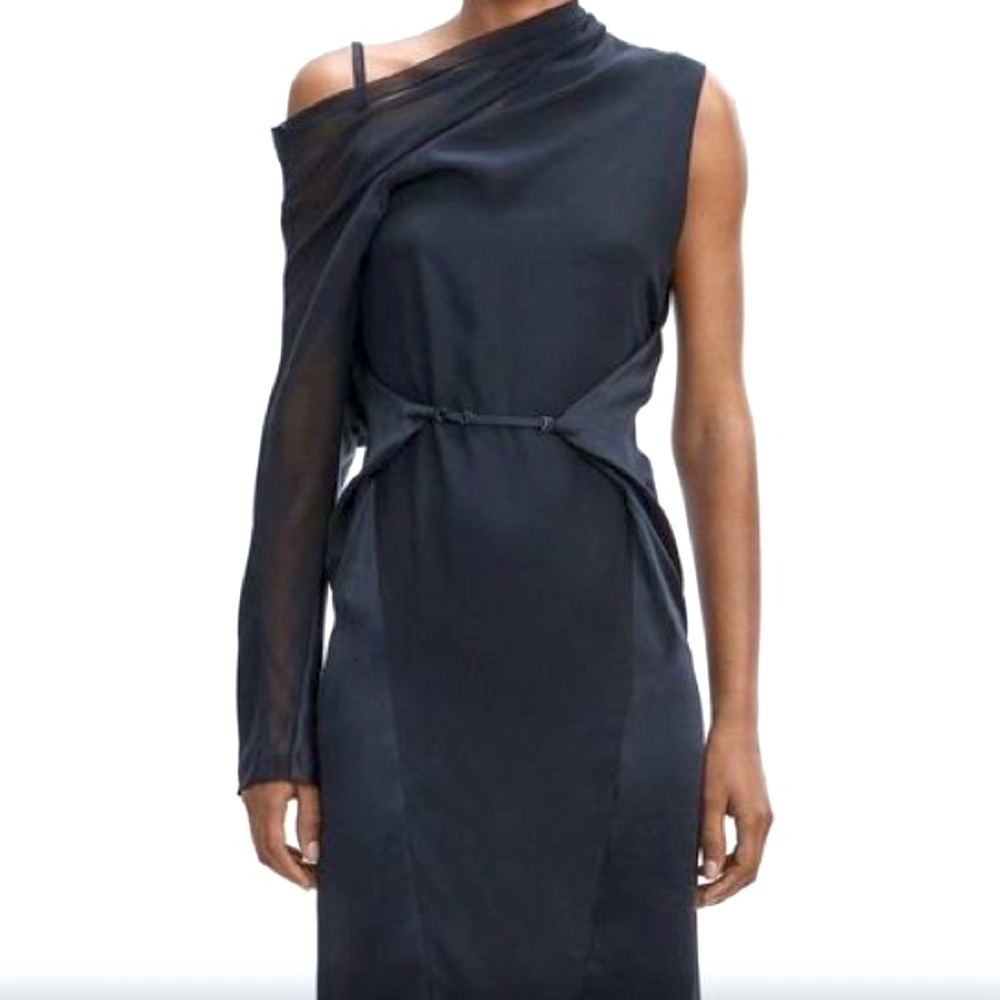 NWT Alexander Wang Silk Draped Black Dress